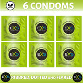 6X EXS Ribbed Condoms Male Condom